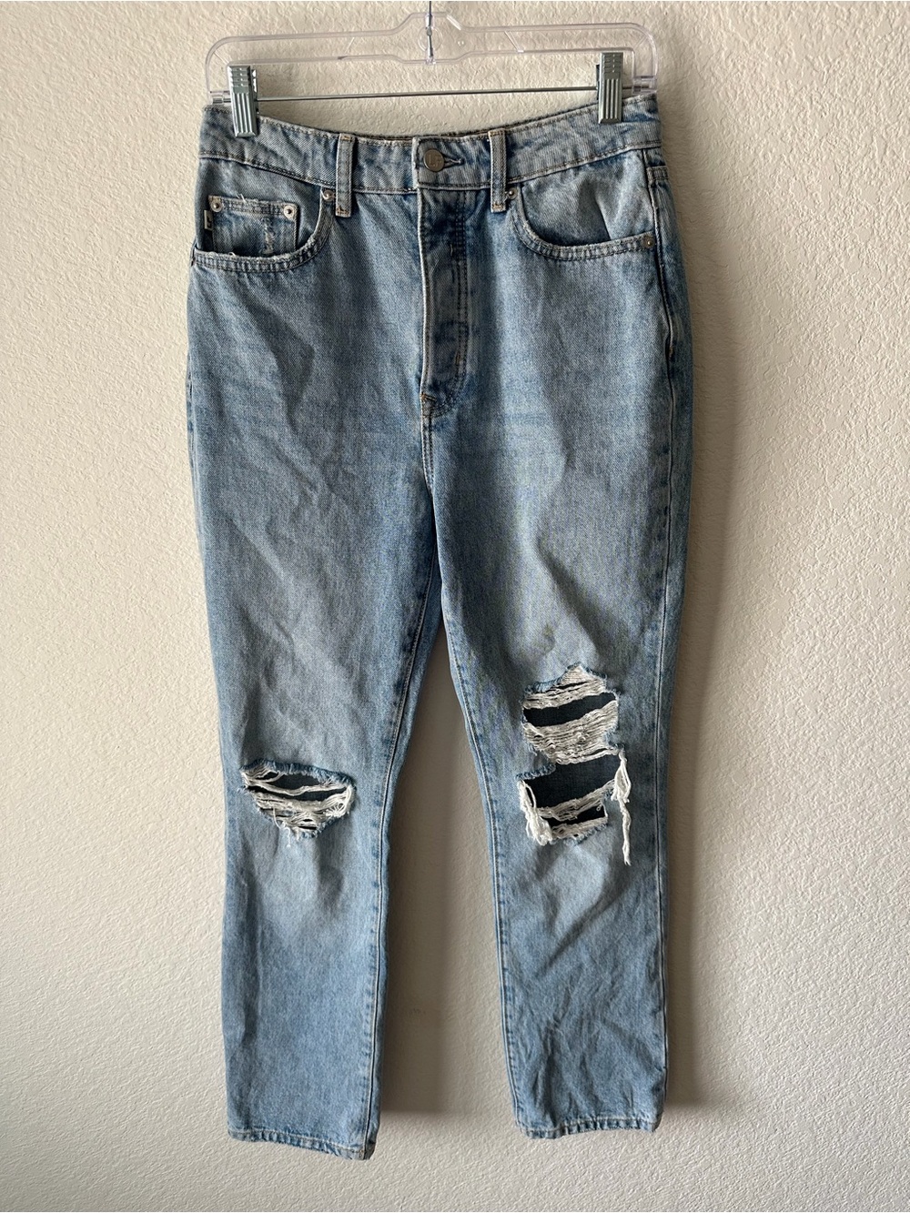 Lovers and Friends Sustainable Denim Distressed High Rise Jeans Light Wash 27